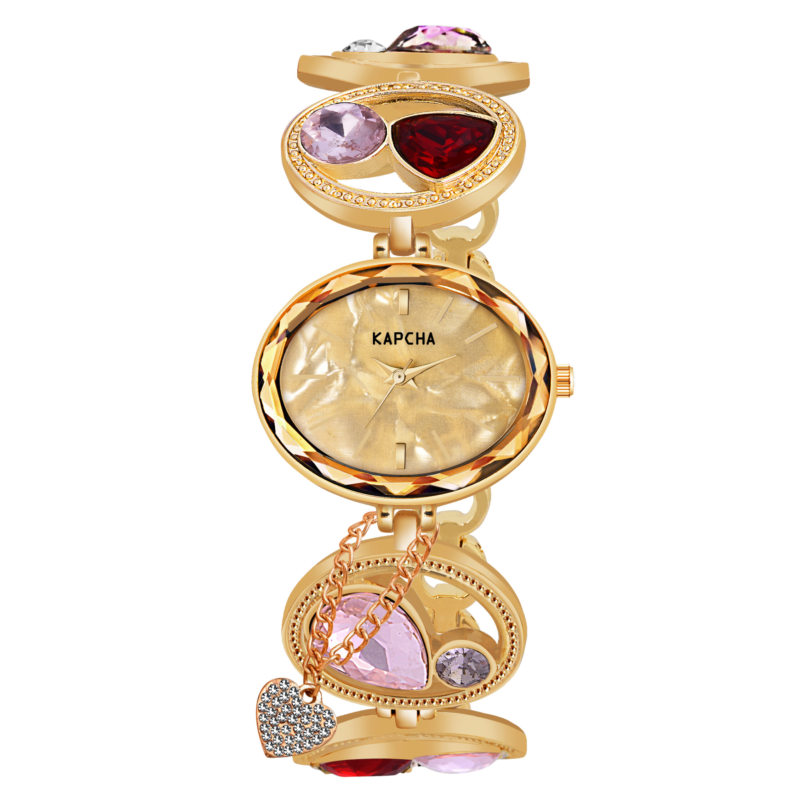 KAPCHA Glamorous Women's Watch Bracelet Combo Set Sparkling Ladies Watch, Golden Dial, Jewelled Mesh Chain Band, Water Resistant, Ideal for Casual Wear - Image 7