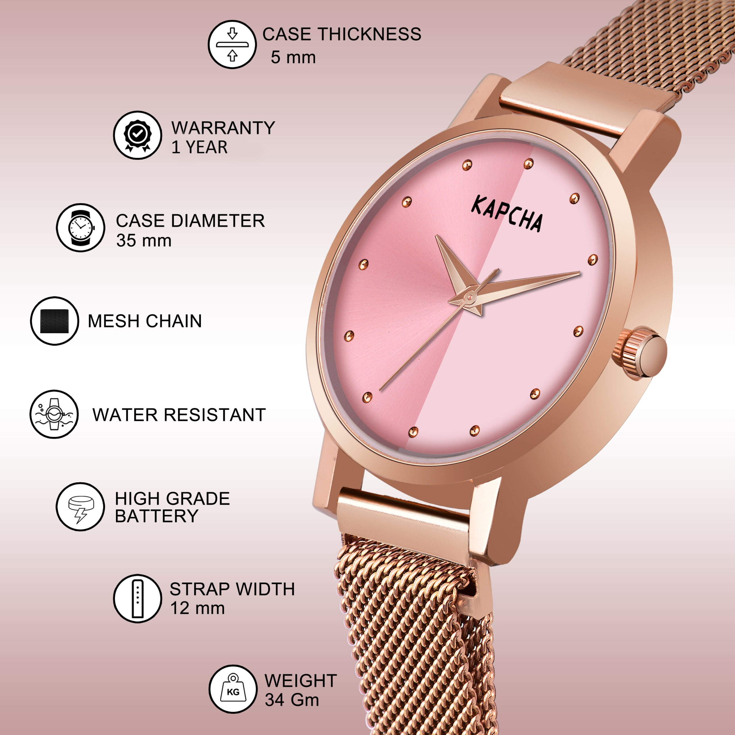 KAPCHA Festive Women's Watch Gift Pack Versatile Stylish Chain Strap Watch with Bracelet Ideal for Both Casual and Formal Wear - Image 8