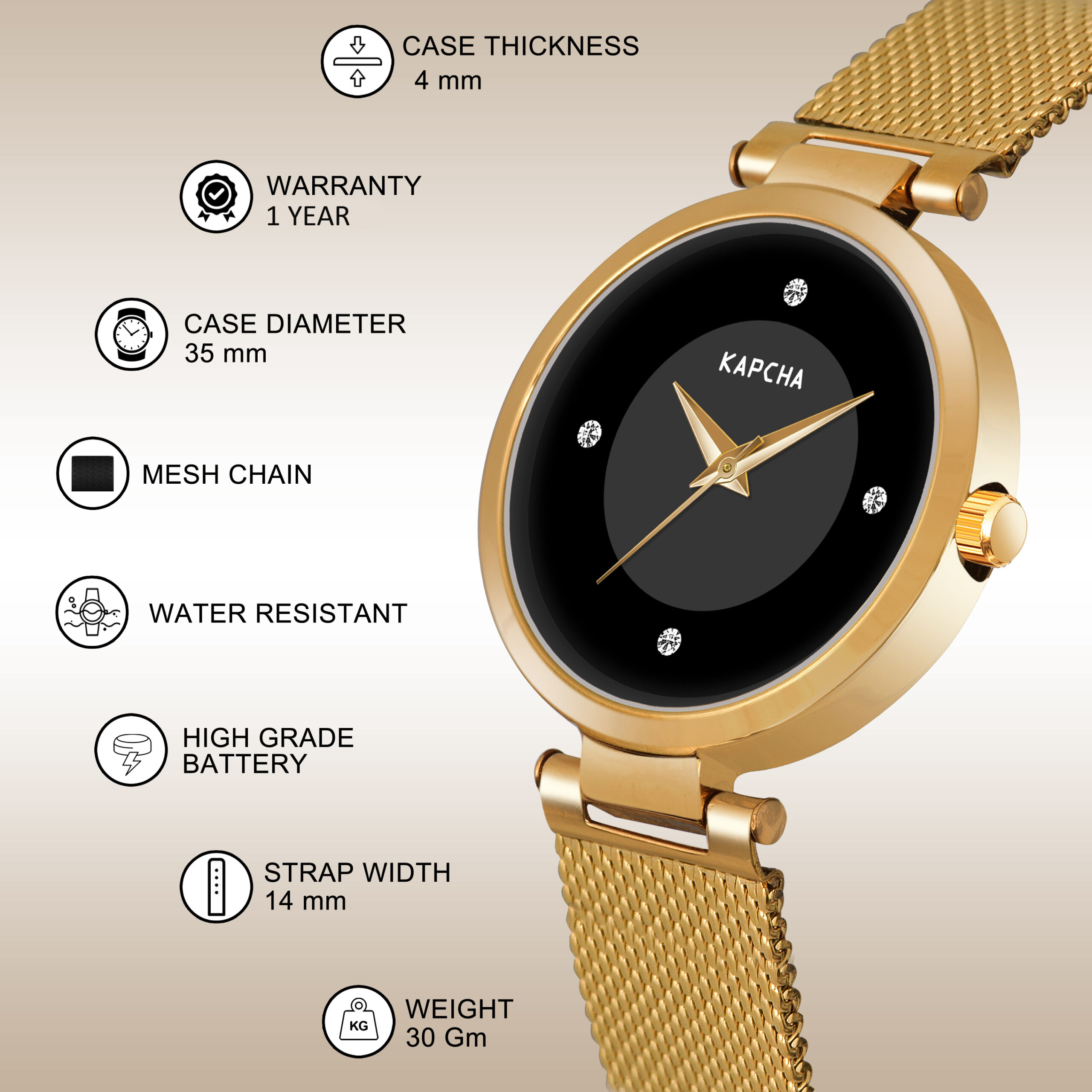 KAPCHA Minimalist Ladies Watch & Cuff Bracelet Gift Set | Timeless Elegant Combo, Reliable Quartz Movement, and Adjustable Fit | Ideal for Every Occasion - Image 7