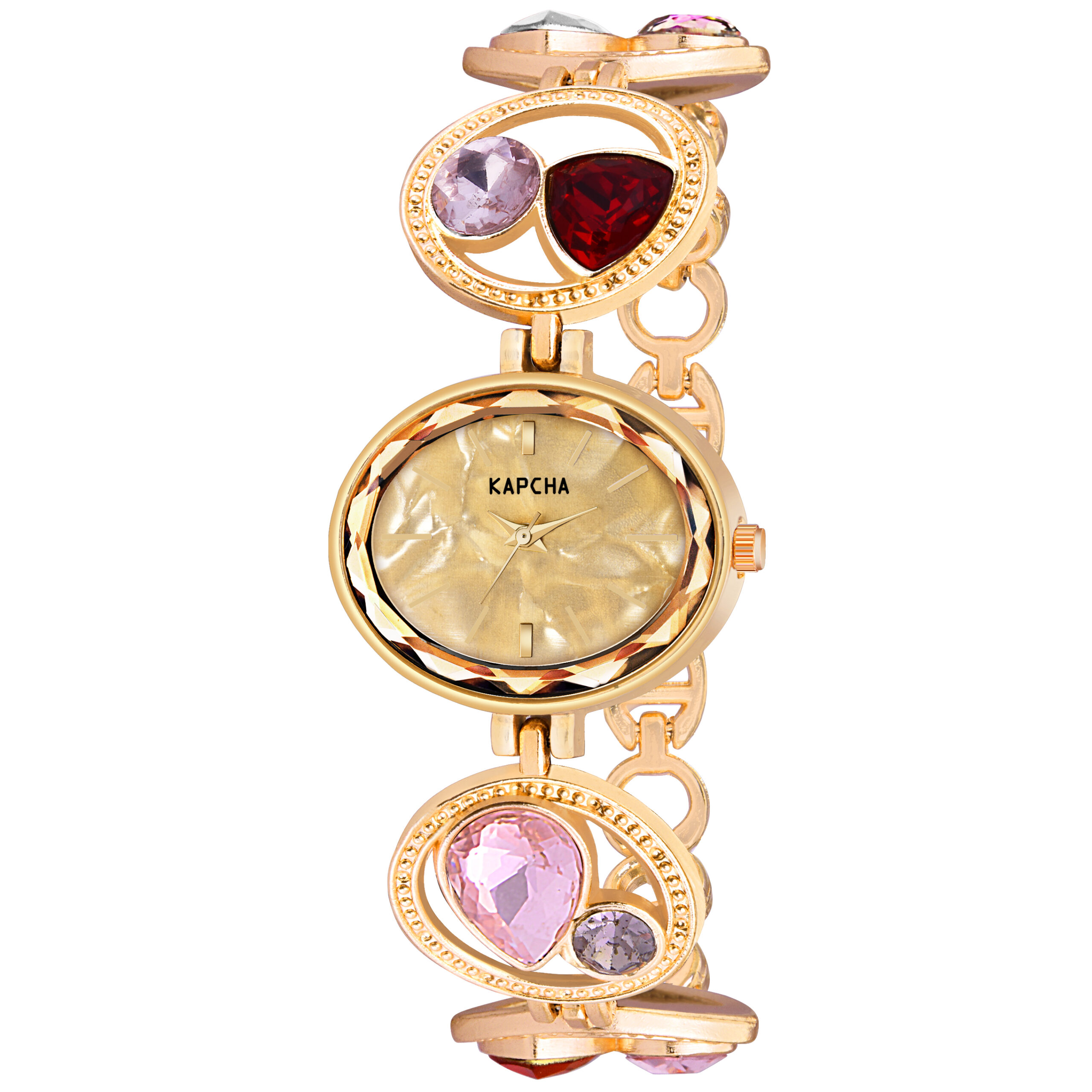 KAPCHA Glamorous Women's Watch Bracelet Combo Set Sparkling Ladies Watch, Golden Dial, Jewelled Mesh Chain Band, Water Resistant, Ideal for Casual Wear - Image 5
