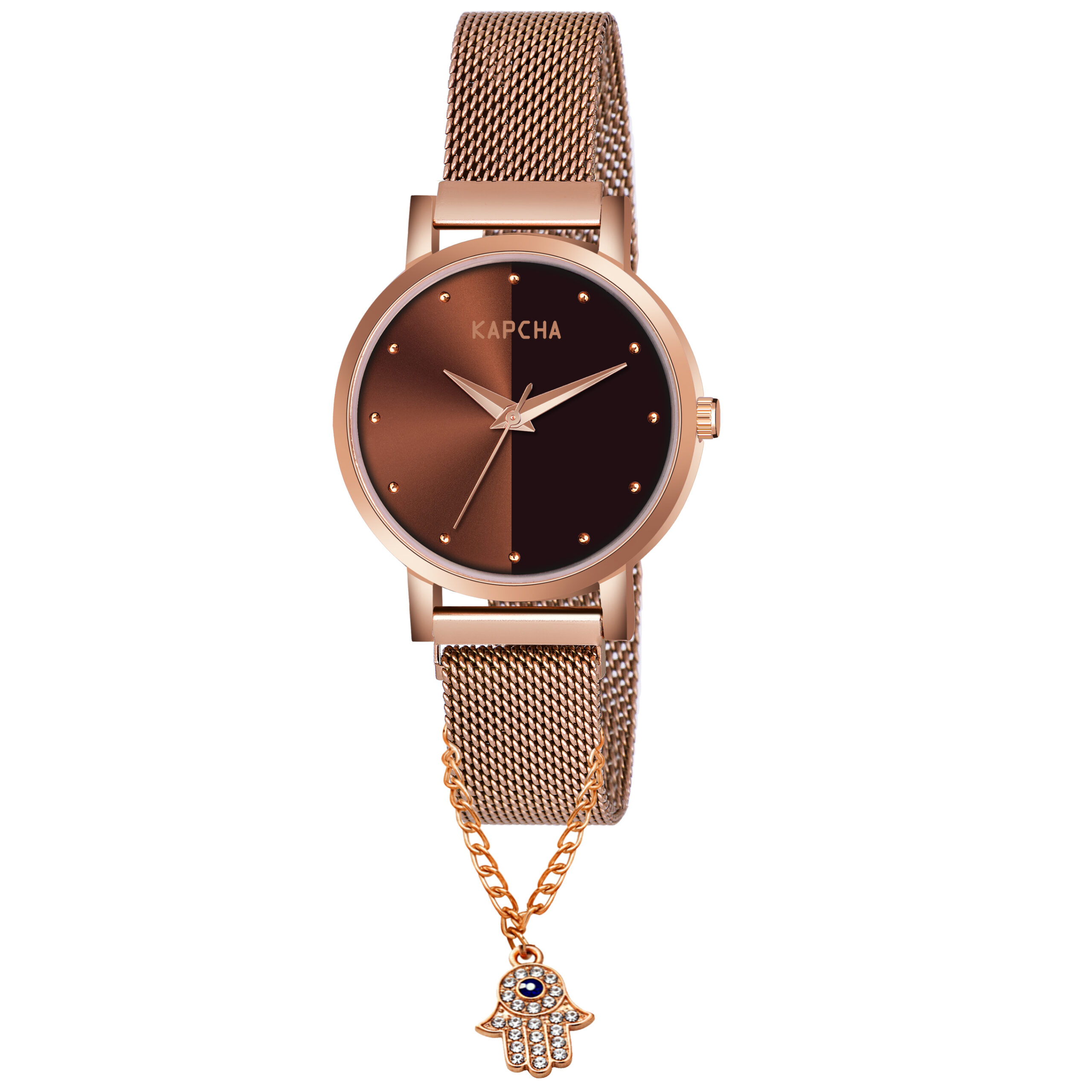 KAPCHA Minimal Elegance Women's Watch & Hamsa Hand Bracelet Set Chain Strap with Round Dial, Quartz Movement - Image 6